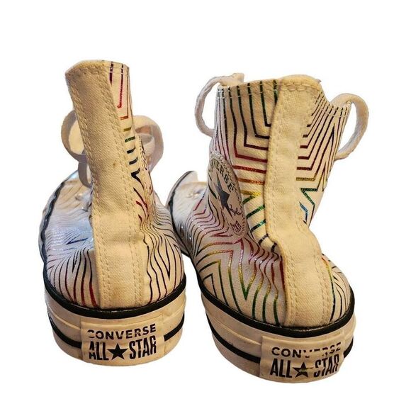 CONVERSE High Top Shoes White Rainbow Metallic Star 565396F Women's US 9 - Picture 3 of 5